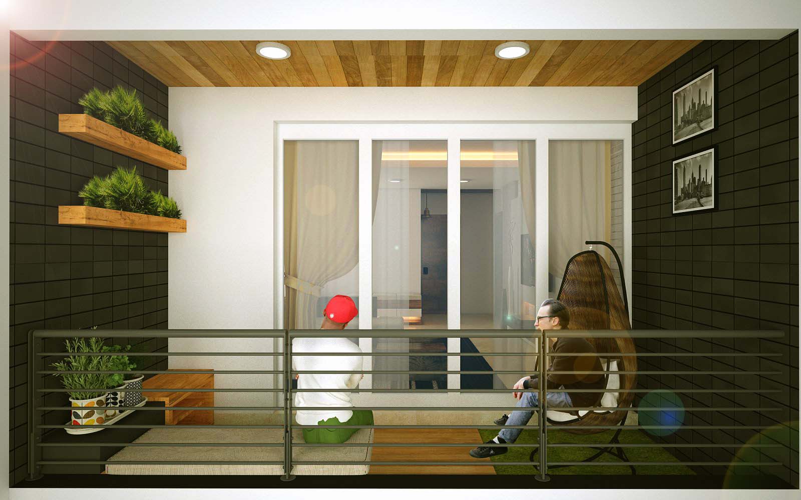 Contemporary Balcony With Swing